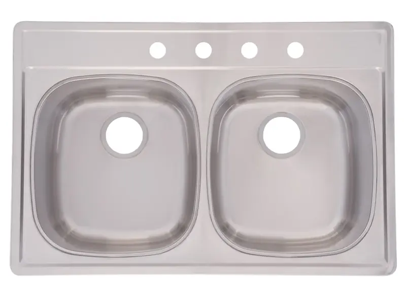 33-in X 22-in Satin Double-basin Stainless Steel Drop-in Kitchen Sink Fds804nb