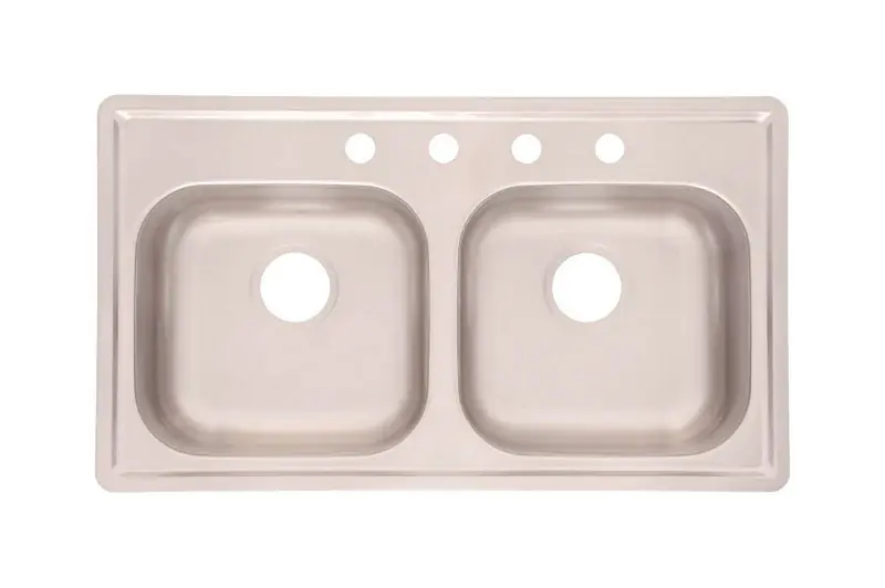 33-in X 19-in Double-basin Stainless Steel Drop-in Kitchen Sink With 4 Holes