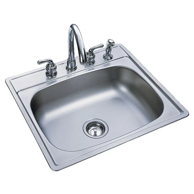 Drop-in Satin Stainless Steel 25 In. Single Bowl Kitchen Sink With 4 Holes
