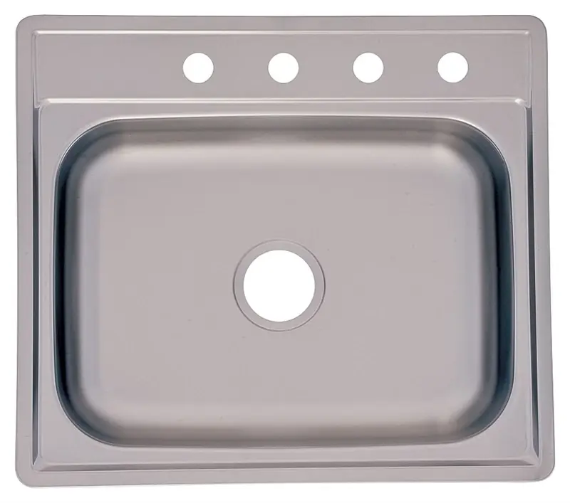 Stainless Steel Top Mount 25 In. W X 22 In. L Kitchen Sink With 4 Faucet Holes