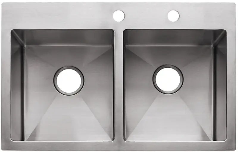 Stainless Steel Dual Mount 33 In. W X 22 In. L Two Bowls Kitchen Sink