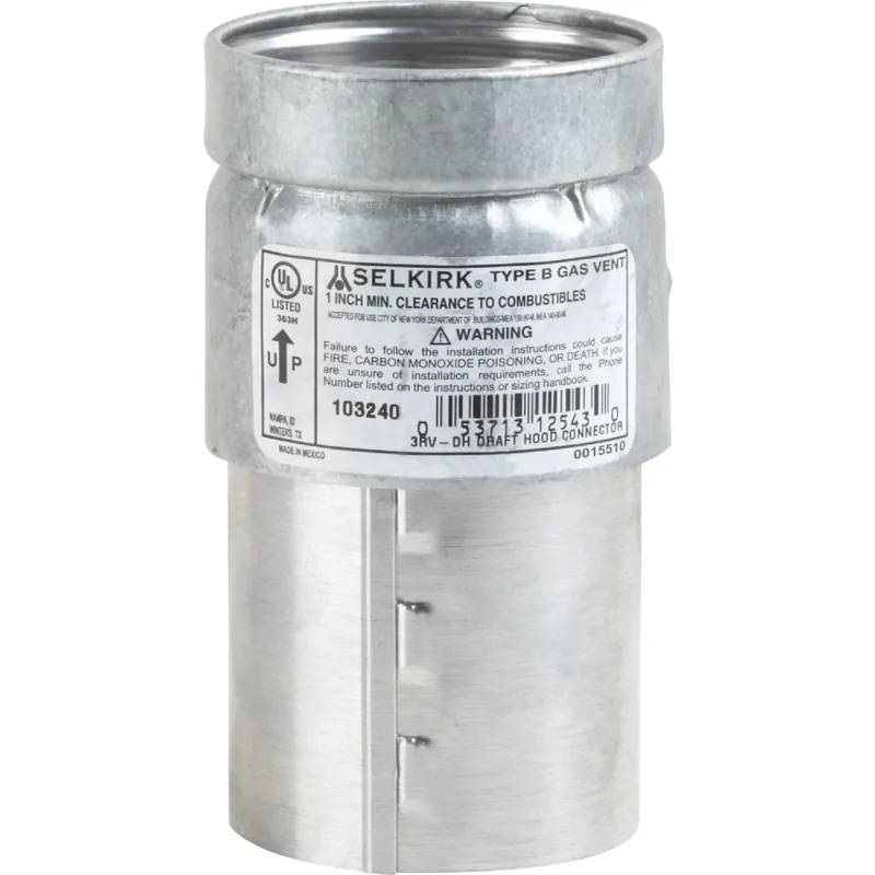 Rv 3 In. Draft Hood Connector - Adjustable Aluminum/galvanized Steel