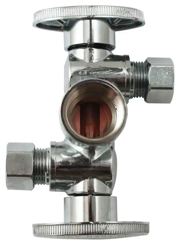 1/2" Fip X 3/8" Od Quarter Turn Dual Shut-off Valve - Lead Free Brass