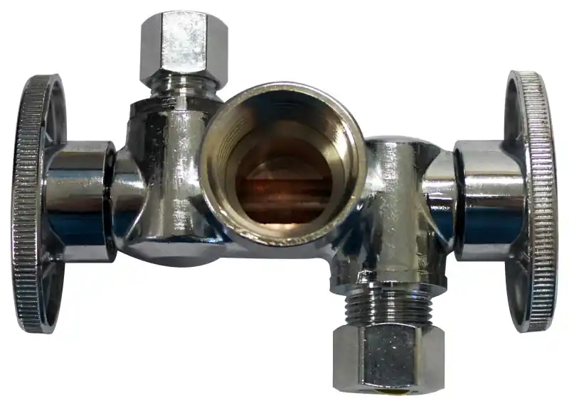 1/2" Fip X 3/8" Od X 1/4" Od Quarter Turn Dual Shut-off Valve