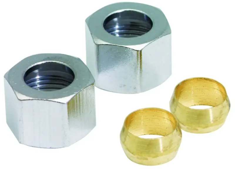 Brass Compression Nut Kit, Chrome Plated, Lead Free