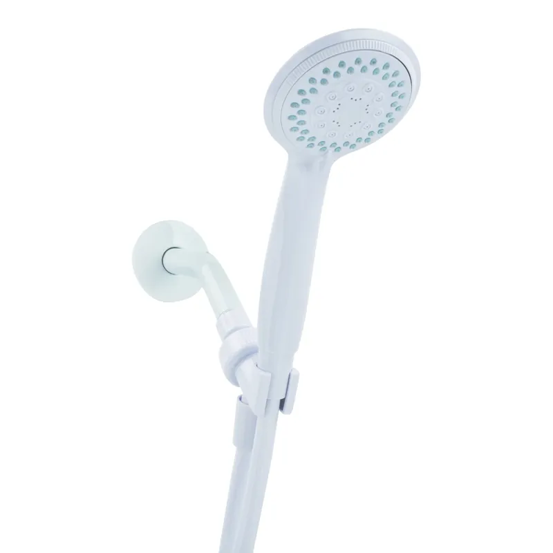 White Pvc Handheld Showerhead With 5 Settings And 1.8 Gpm Flow Rate
