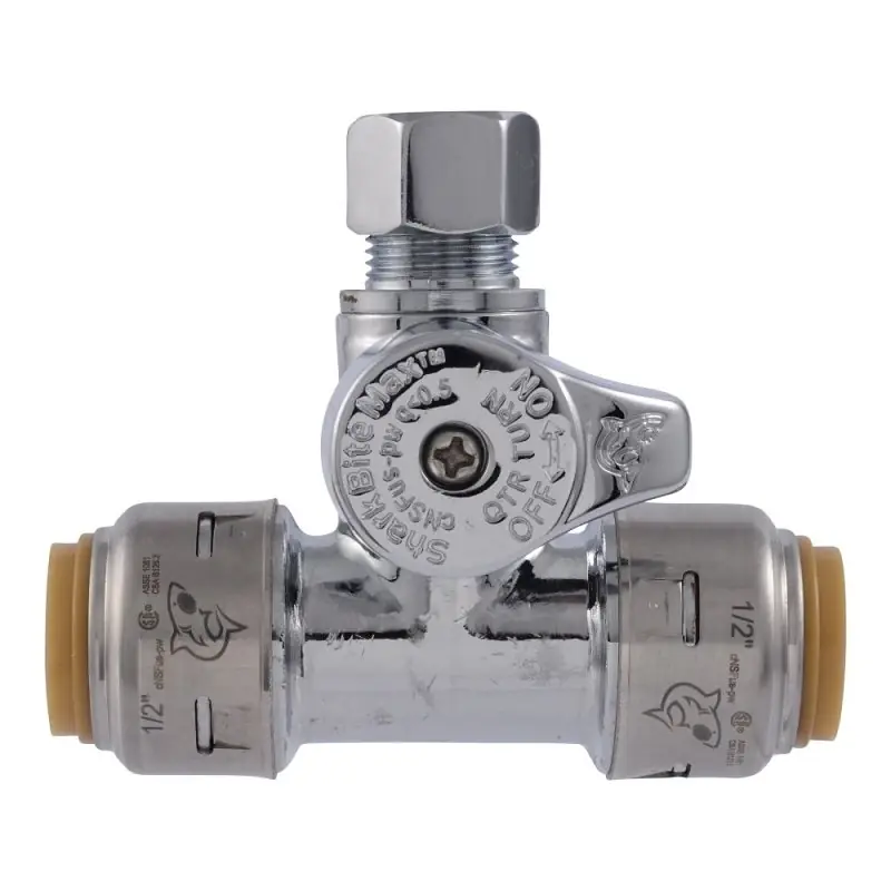 Push-Fit Service Tee Stop, 1/2 X 1/2 X 3/8 In.