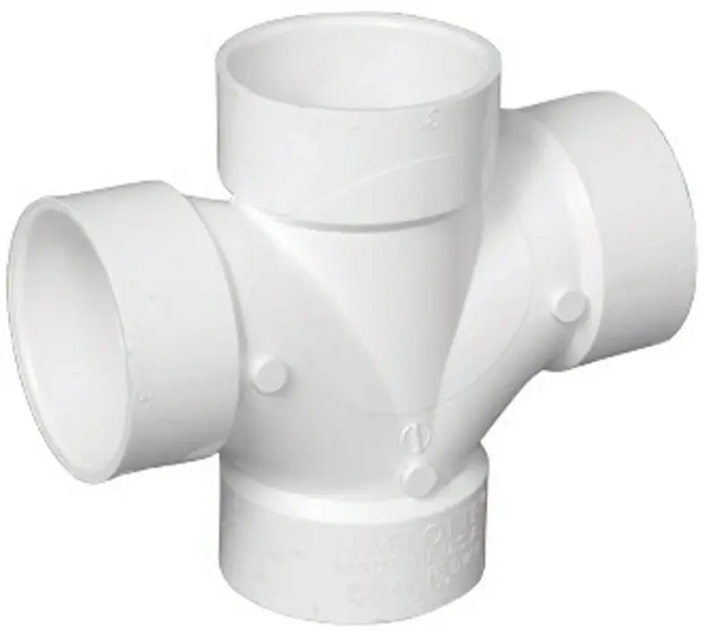 Charlotte Pipe Schedule 40 3 In. Hub X 3 In. D Hub PVC Double Sanitary Tee 1 Pk