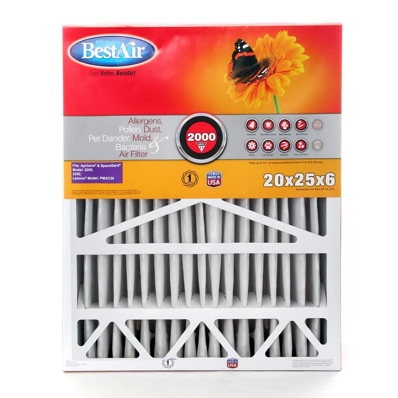 BestAir 25 In. W X 20 In. H X 6 In. 11 MERV Pleated Air Filter 1 Pk
