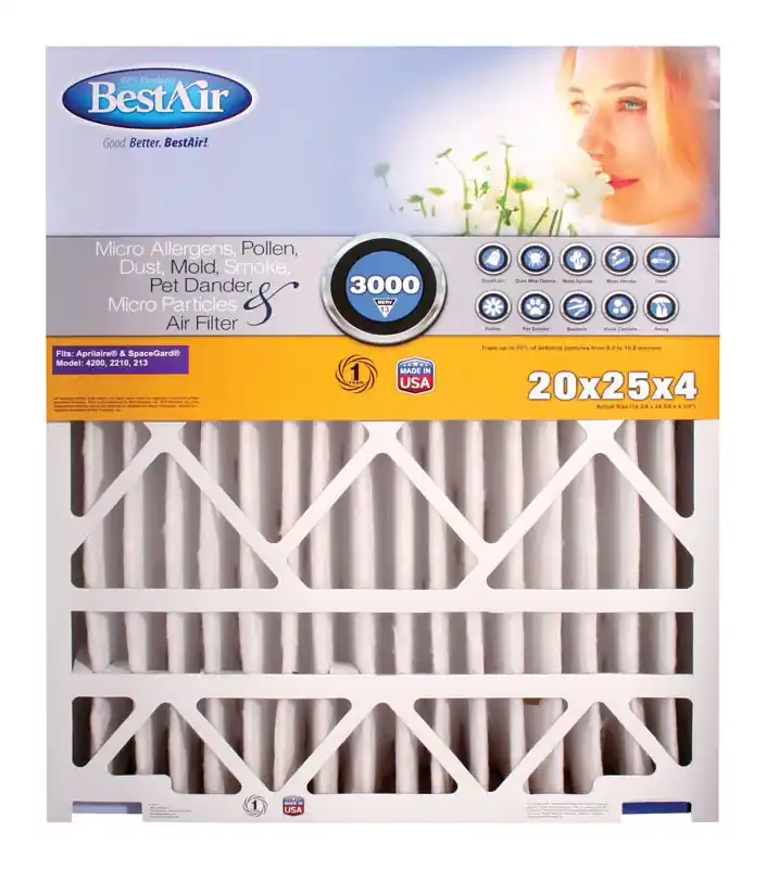 BestAir 20 In. W X 25 In. H X 4 In. 13 MERV Pleated Air Filter 1 Pk