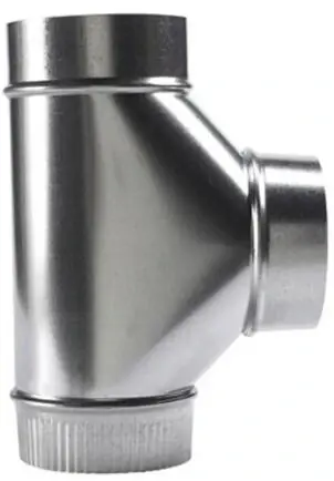 6 Inch 26 Gauge Galvanized Stove Pipe Tee Fitting - Model 6-304-ez