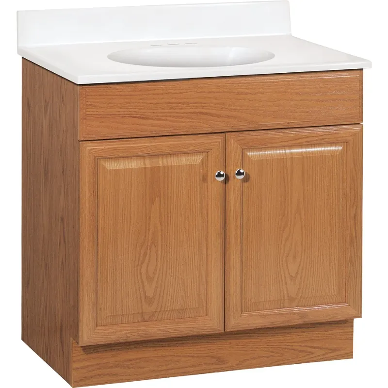 Richmond Combo Vanity, Oak Finish, White Cultured Marble Top, 30-In.