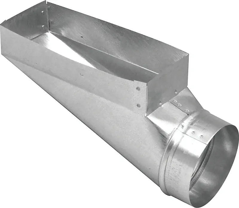 HVAC Angle Boot, End Center, Galvanized, 4 X 10 To 6 In.