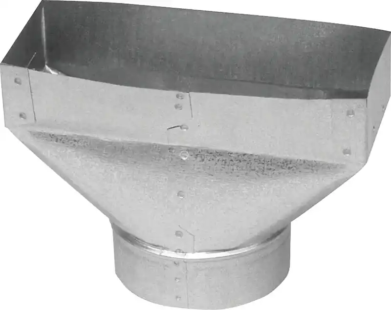 HVAC Register Boot, Straight Back, Galvanized, 2-1/4 X 12 To 6 In.