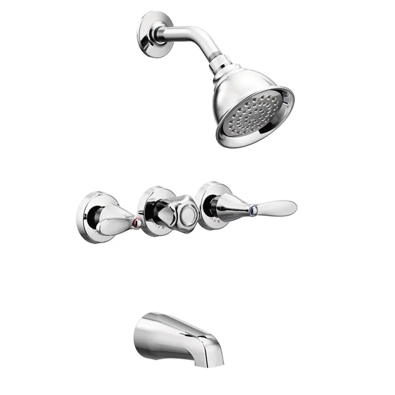 Adler Tub/Shower Faucet, Three Handles, With Showerhead, Chrome