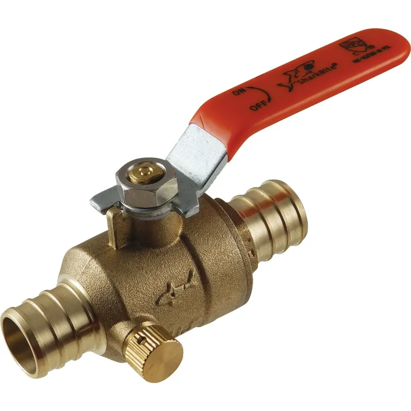 Ball Valve With Drain, Lead Free, 1/2 X 1/2 In. Brass Barb