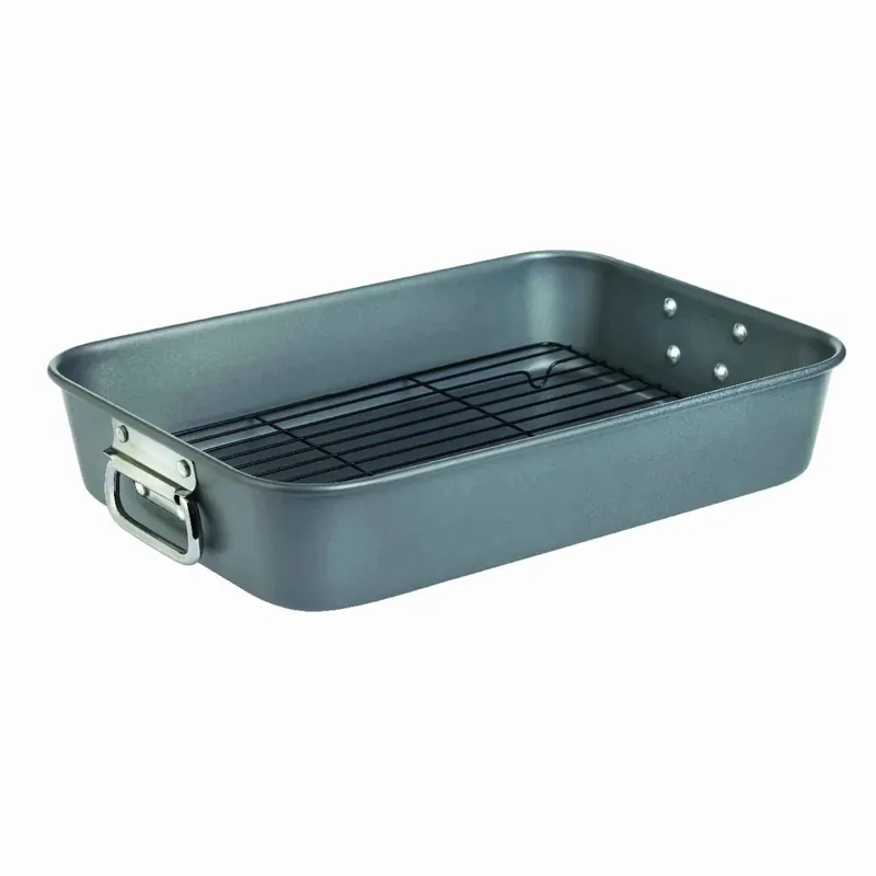Commercial Aluminum Roaster With Rack 10 Inch X 15 Inch Gray Model J0939064