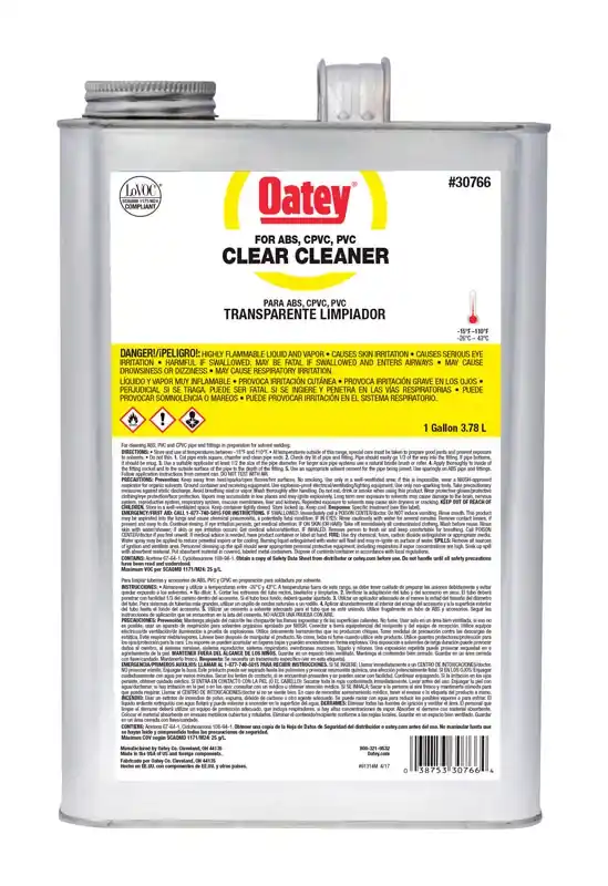 Clear Cleaner For Abs/cpvc/pvc 1 Gallon - Fast-acting, Lovoc
