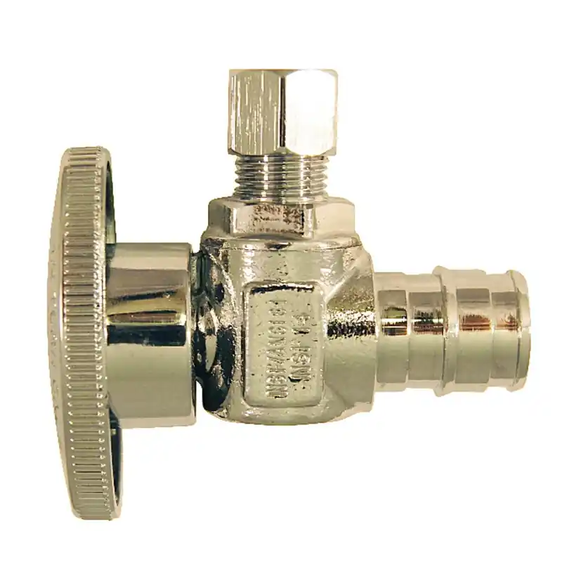 1/2 In. Barb X 1/4 In. Compression Chrome-plated Brass Angle Pex-a Stop Valve