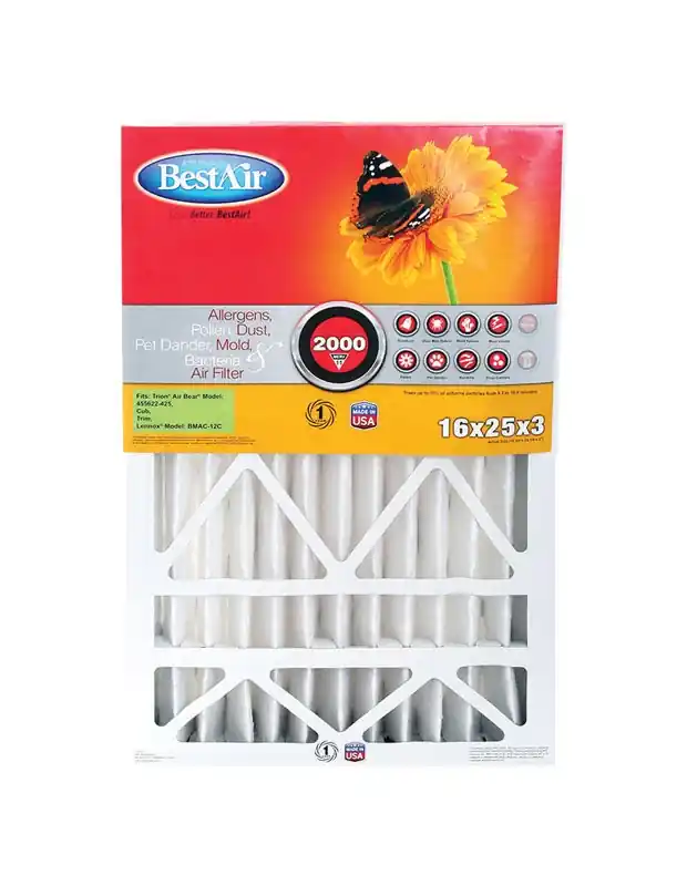 BestAir 16 In. W X 25 In. H X 3 In. 11 MERV Pleated Air Filter 1 Pk