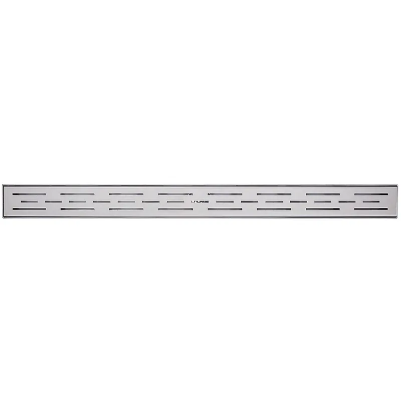 24-inch Linear Shower Drain With Offset Pattern Grate In Brushed Nickel Finish