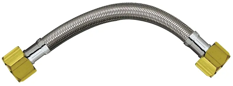 24 In. Stainless Steel Water Heater Supply Connector, 3/4 In. Fip