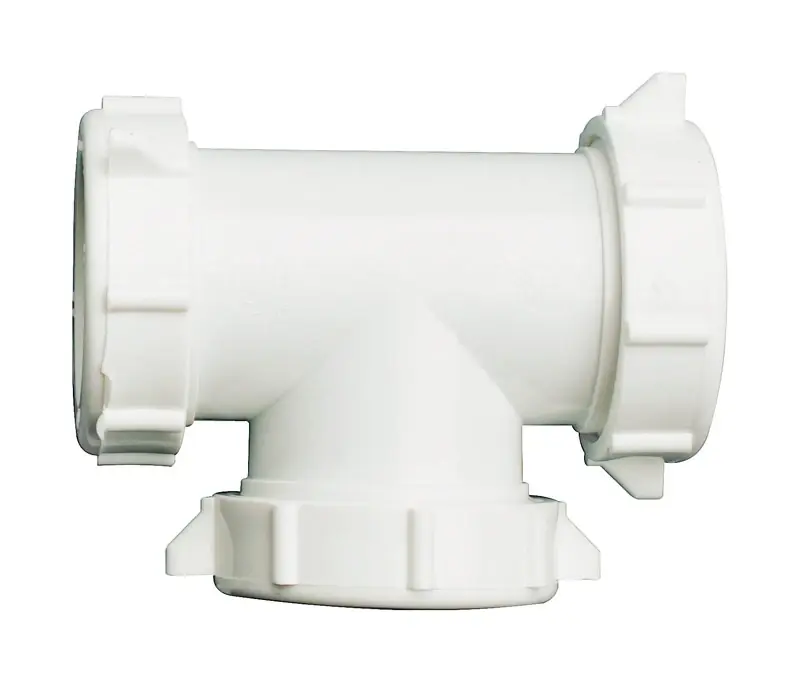 1-1/2 In. Diameter Plastic 3-way Coupling Tee With Reducer Washers