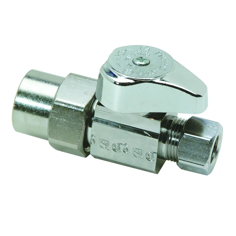 Straight CPVC Valve, 1/4 Turn, Chrome, 1/2 In. Nominal CPVC X 3/8 In. Outer Diameter Compression