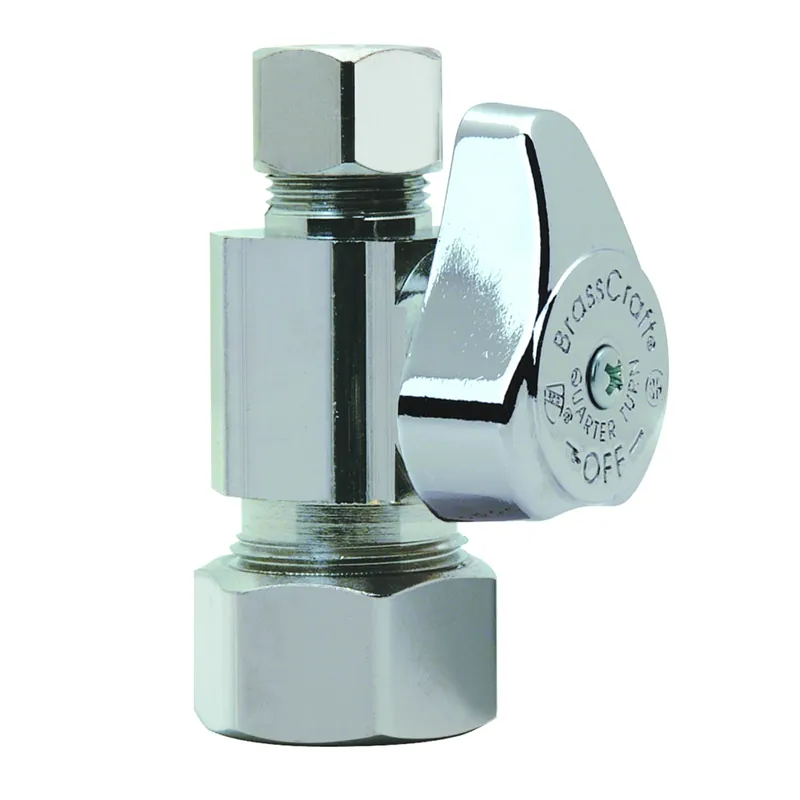 Compression Outlet, Straight Valve, Chrome, 3/8 In. OD Compression X 3/8 In. OD