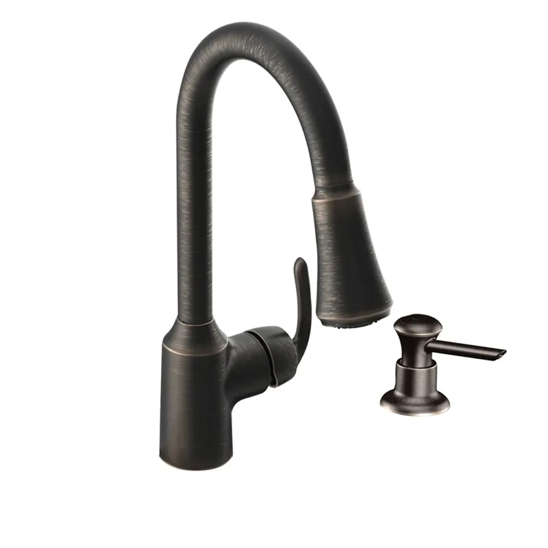 Bayhill 1-handle Pull-down Kitchen Faucet With Soap Dispenser, Mediterranean Bronze