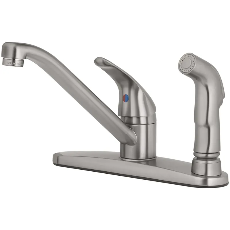Essentials One Handle Brushed Nickel Kitchen Faucet With Side Sprayer