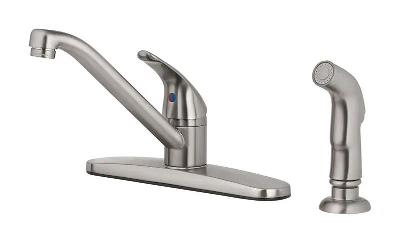 Essentials One Handle Brushed Nickel Kitchen Faucet With Side Sprayer