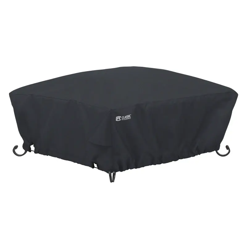 Small Square Full Coverage Fire Pit Cover - Durable Black Polyester