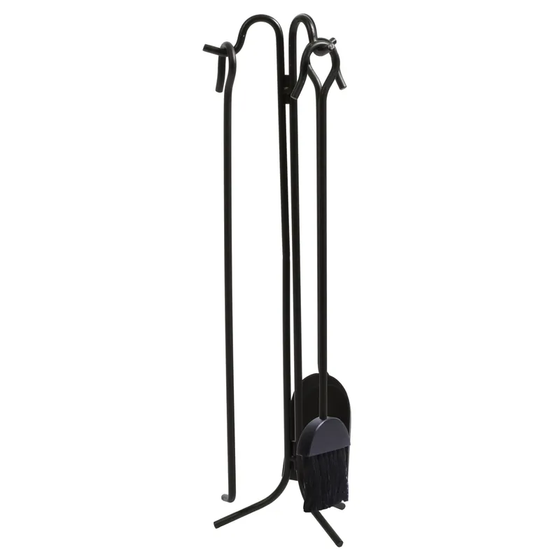 Open Hearth Black Matte Steel Fireplace Tool Set - 4 Piece Set