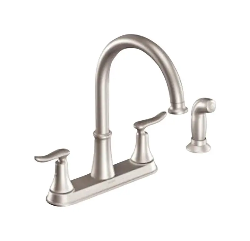 Solidad Two Handle Stainless Steel Kitchen Faucet With Side Sprayer Included