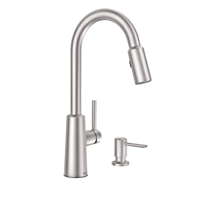 Nori One Handle Chrome Pull-down Kitchen Faucet With Soap Dispenser And High Arc Spout
