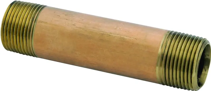 Red Brass Nipple, Lead Free, 1 X 6 In.