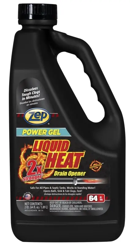 Liquid Heat Commercial Drain Opener, Safe For All Pipes, 64-oz.