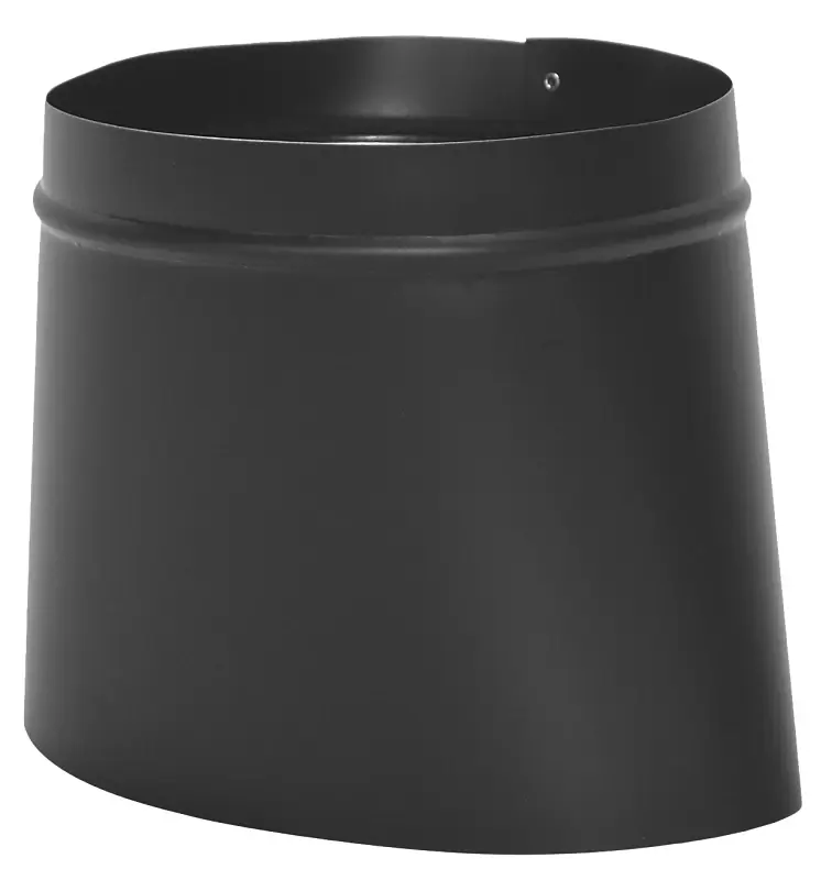 Black Stove Pipe Oval-To-Round Connector, 24 Gauge, 6 In.