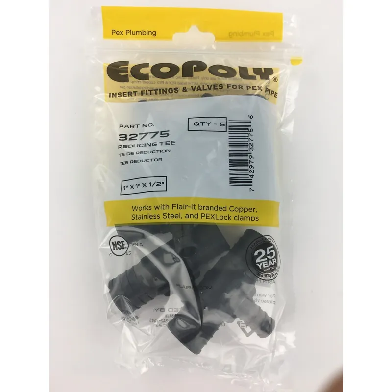 Ecopoly 1 In. Pex Barb X 1 In. D Pex Reducing Tee - Model 32775