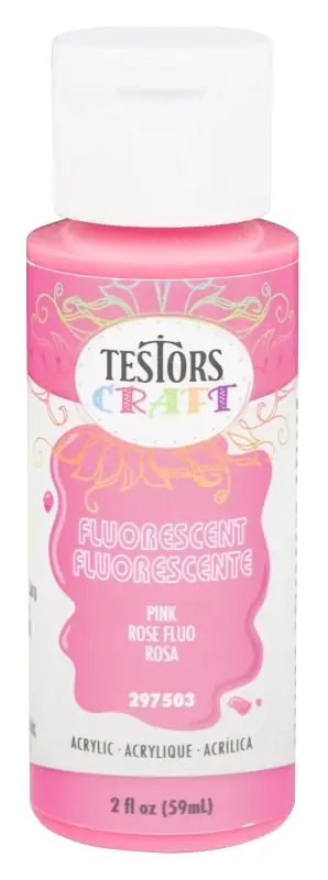 Testors Fluorescent Pink Water-Based Craft Paint Interior 2 Oz