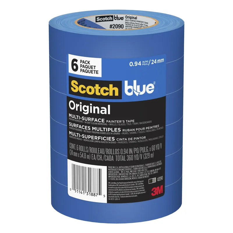 ScotchBlue 0.94 In. W X 60 Yd L Blue Medium Strength Original Painter‘s Tape 6 Pk