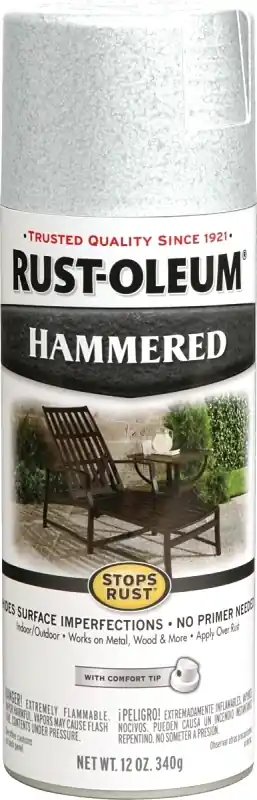 Stops Rust Spray Paint, White Hammered, 12-oz.
