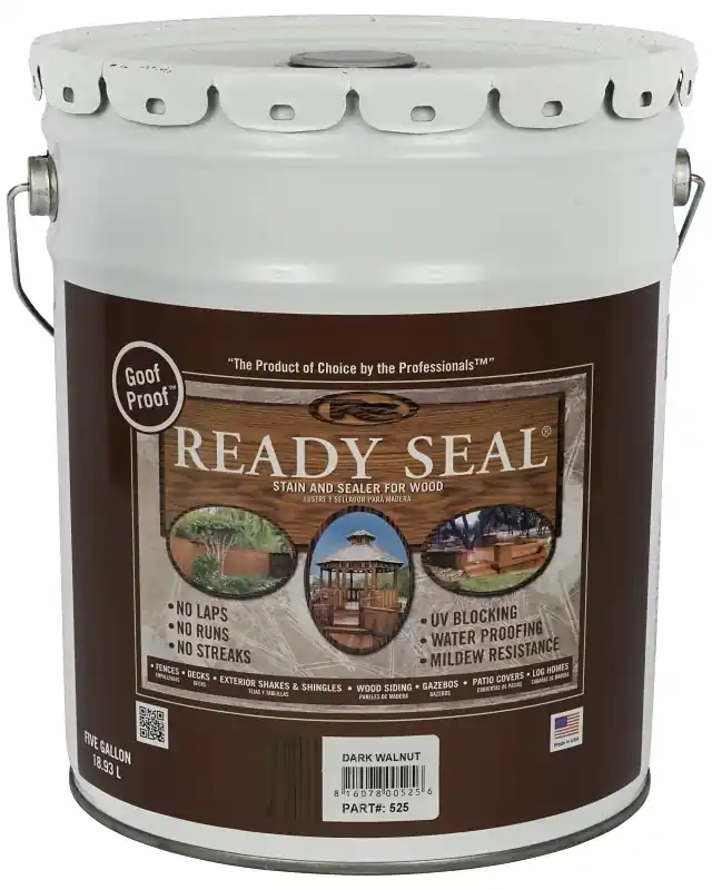 Exterior Wood Stain & Sealer, Flat Dark Walnut, 5-Gallons