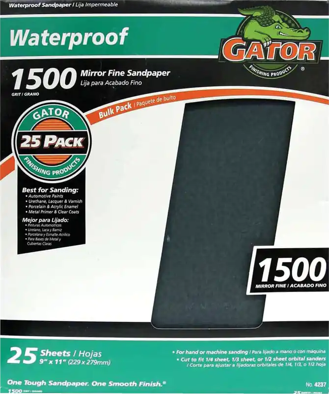 Sandpaper, Mirror Fine 1500-Grit, 9 X 11 In., 25-Ct.