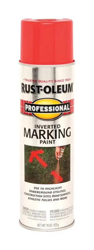 Professional Fluorescent Red-orange Inverted Marking Paint 15 Oz
