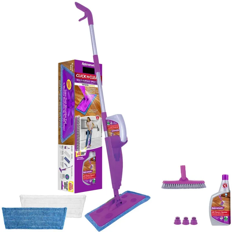 Rejuvenate Click‑N‑Clean 16‑Inch Microfiber Flat Mop – Purple/White