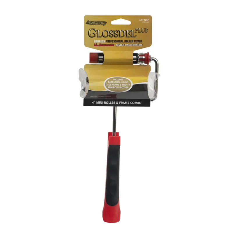 Glossdel Plus 4 In. Jumbo Mini Paint Roller Frame And Cover With Threaded End