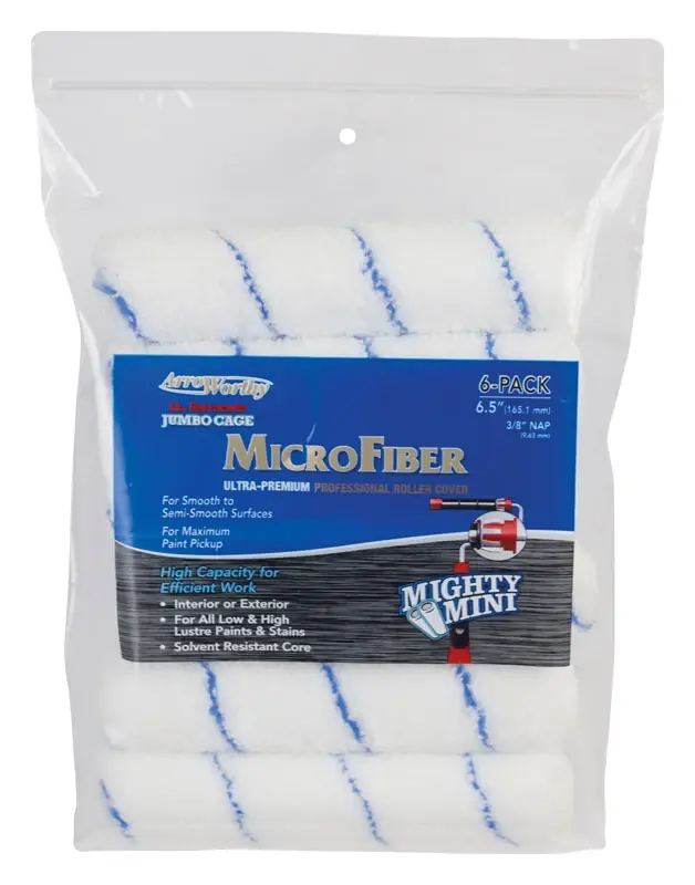 ArroWorthy Barracuda Microfiber 6.5 In. W X 3/8 In. Jumbo Paint Roller Cover 6 Pk