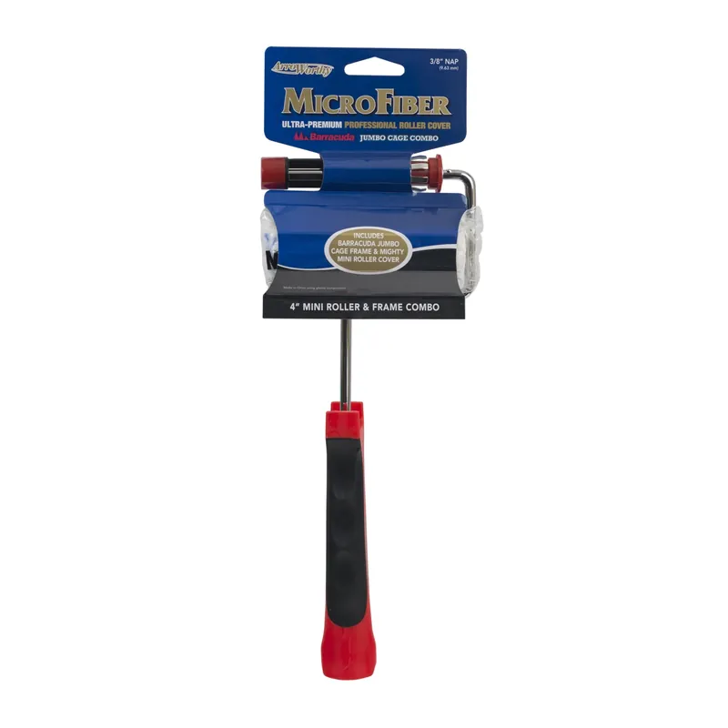 4 In. Jumbo Mini Paint Roller Frame And Cover With Threaded End